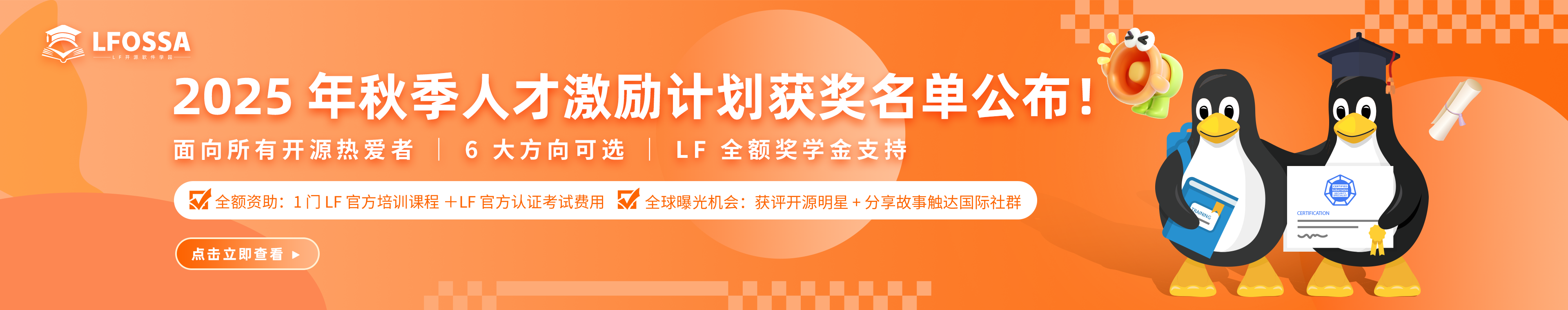 【官宣】LFOSSA人才激励计划-2025 年秋季获奖名单正式公布！